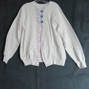 VTG Pannill Sweatshirt Womens XXL White Rainbow Polka Dot Geek 90s Made In USA